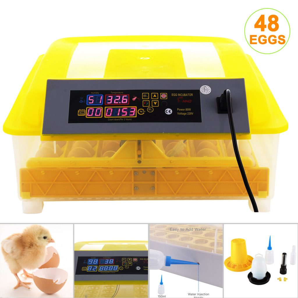 48 fully automatic egg incubator with digital LED display and auto turning