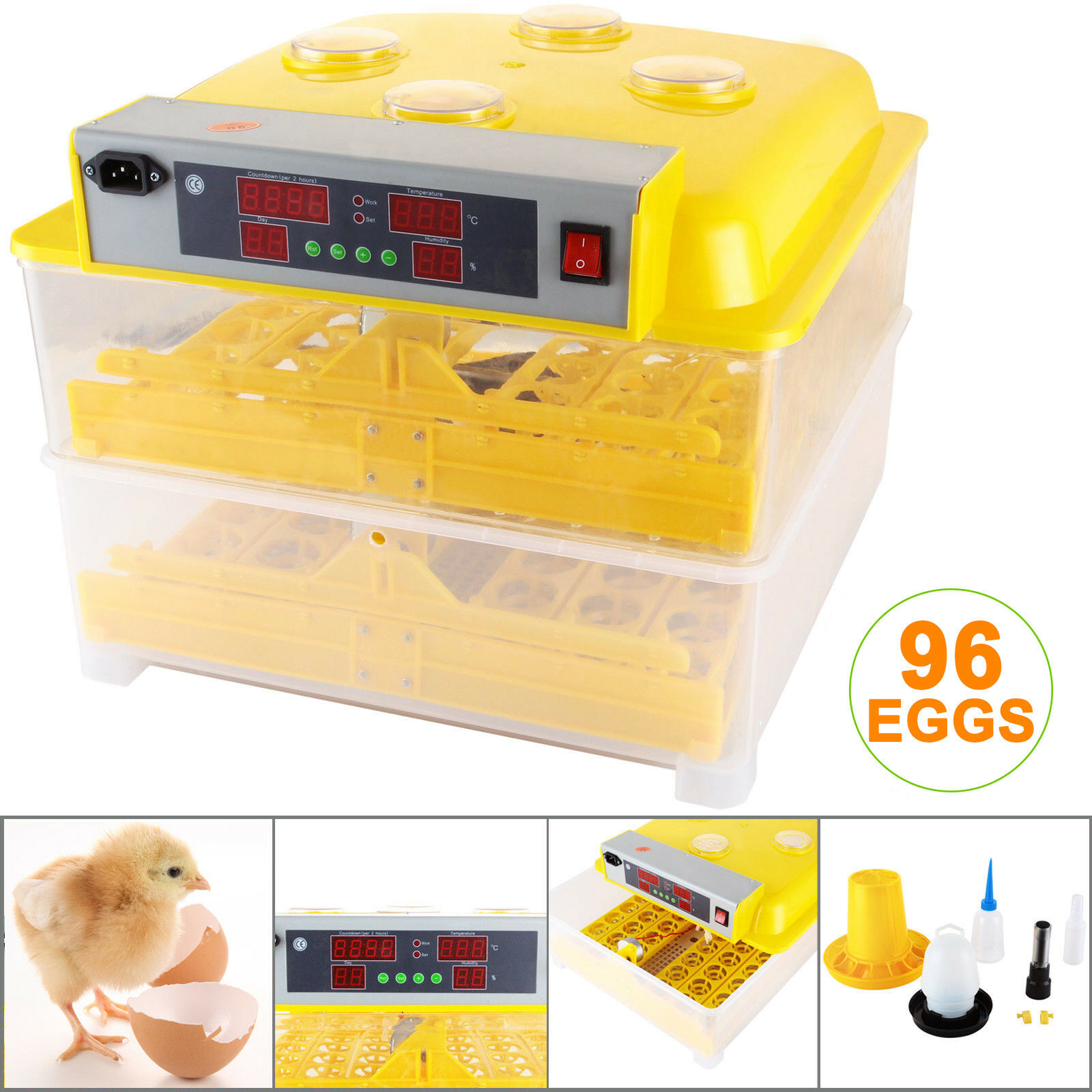 Automatic 96 Egg Incubator Digital Temp Control Poultry Hatcher Auto Egg Turner 